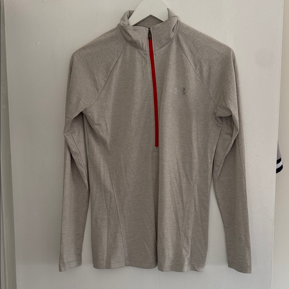 Under Armour Heather Gray Quarter-Zip Pullover with Red Zip